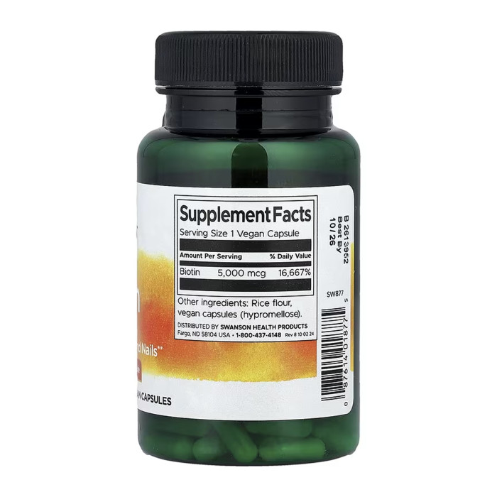 Biotin 5000mcg - 100 caps — офіційна ціна та характеристики