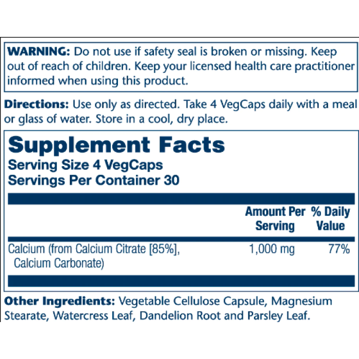 Calcium Citrate 1000mg - 120 vcaps — офіційна ціна та характеристики