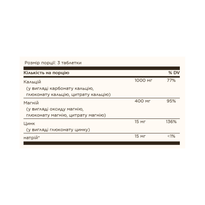 Calcium Magnesium Plus Zinc - 250 tabs — офіційна ціна та характеристики