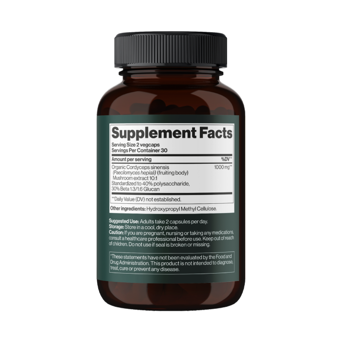 Cordyceps Mushroom 1000 mg - 60 vegcaps (Пошкоджена банка)