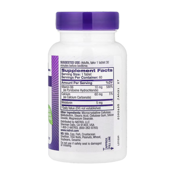 Melatonin 5mg - 60 tabs — офіційна ціна та характеристики