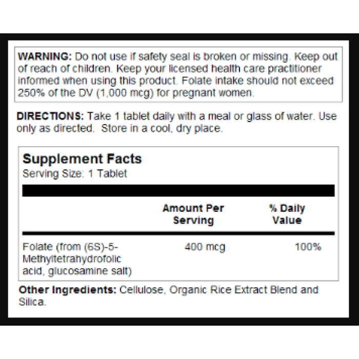 Methyl Folate 400mcg - 90 tabs — офіційна ціна та характеристики