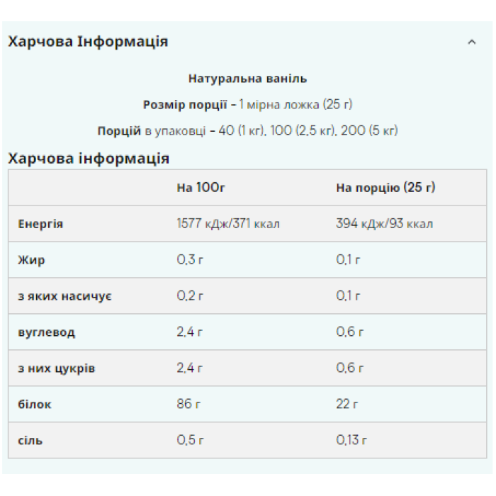 Impact Whey Isolate - 2500g Natural Vanilla — офіційна ціна та характеристики