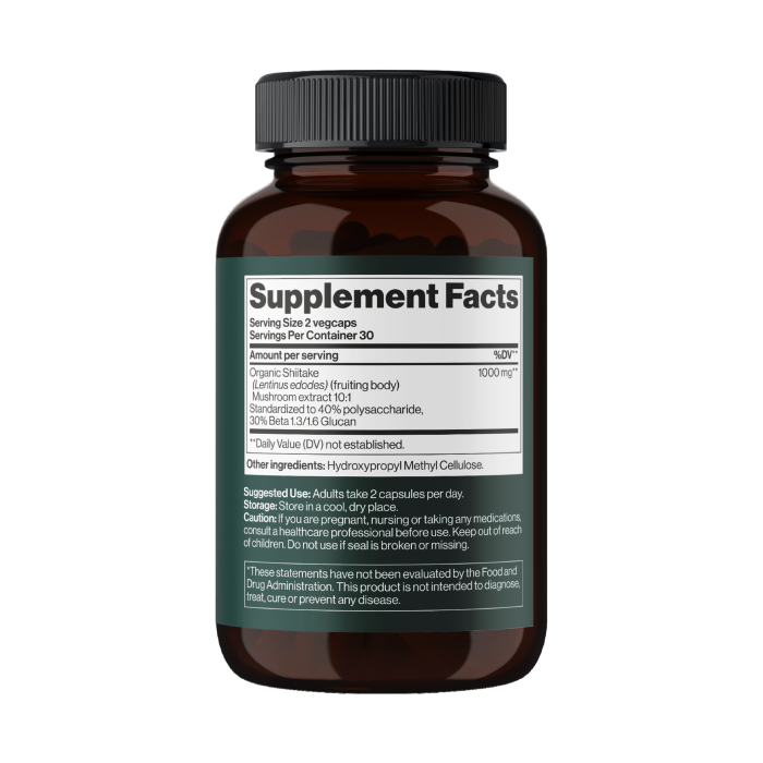 Shiitake Mushroom 1000 mg - 60 vegcaps (До 10.26)
