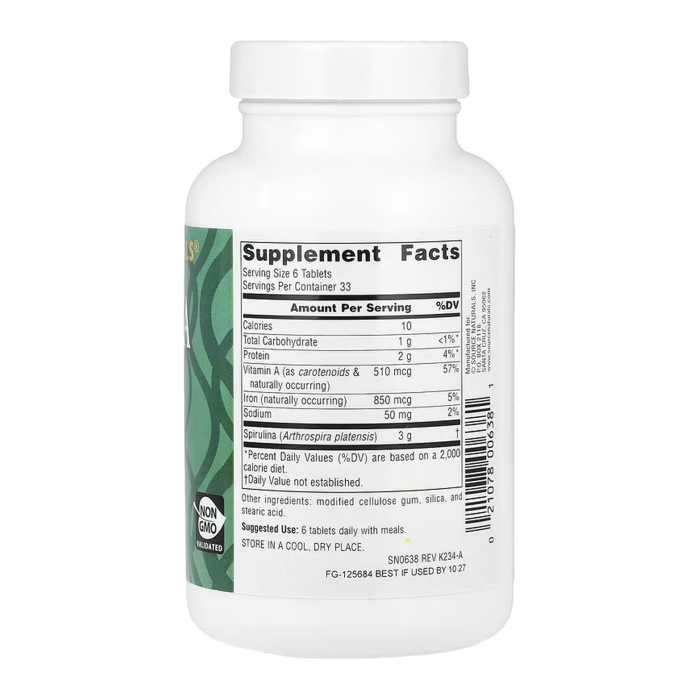 Spirulina 500 mg - 200 tabs — офіційна ціна та характеристики