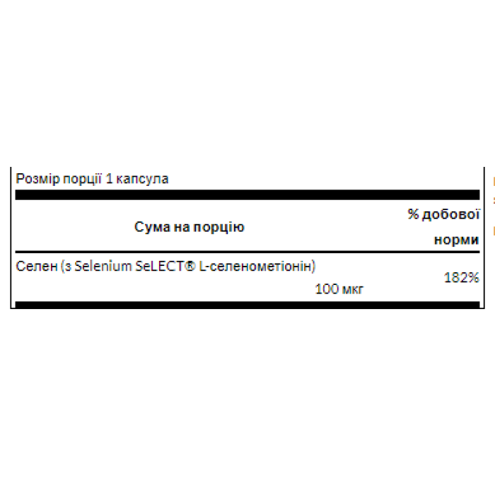 Selenium 100mcg - 200 caps — офіційна ціна та характеристики