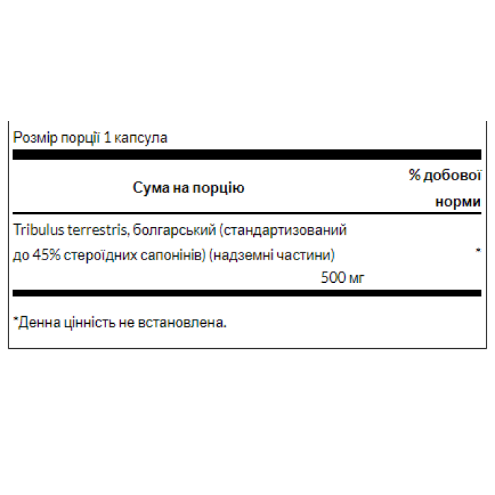 Tribulus Terrestris Extract 500mg - 60caps — офіційна ціна та характеристики