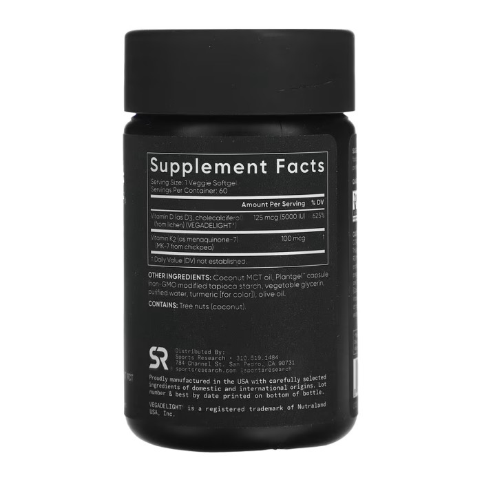 Vegan D3 5000iu + Vitamin K2 100mcg - 60 softgels — офіційна ціна та характеристики