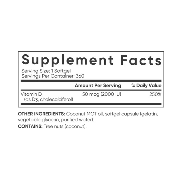 Vitamin D3 2000IU - 360 softgels — офіційна ціна та характеристики