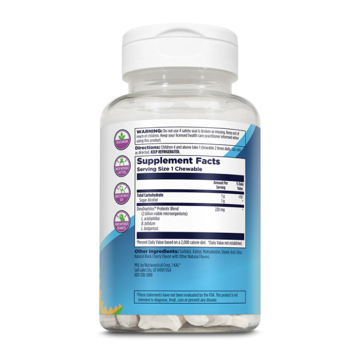 Dino-Dophilus™ Kids Probiotic - 60 chewables Black Cherry — офіційна ціна та характеристики