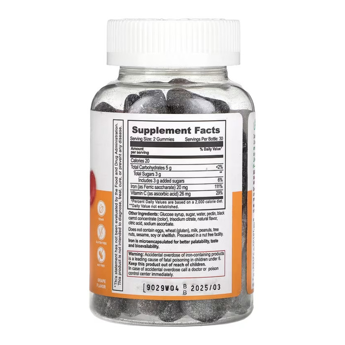 Iron + Vitamin C Adult - 60 gummies — офіційна ціна та характеристики