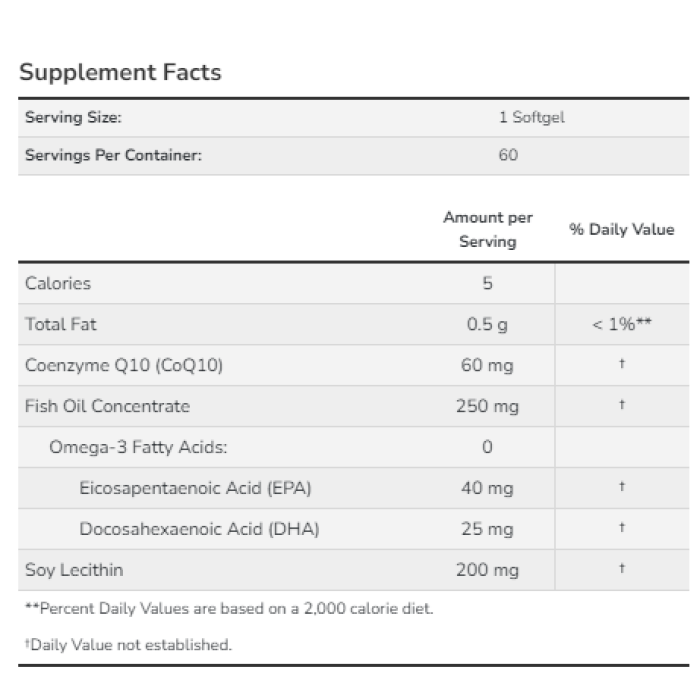 CoQ10 60mg with Omega-3 - 60 sgels — офіційна ціна та характеристики
