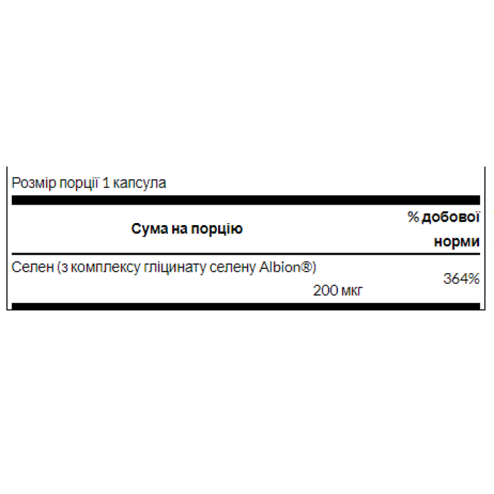 Chelated Selenium Complex 200 mcg - 90 Caps — офіційна ціна та характеристики