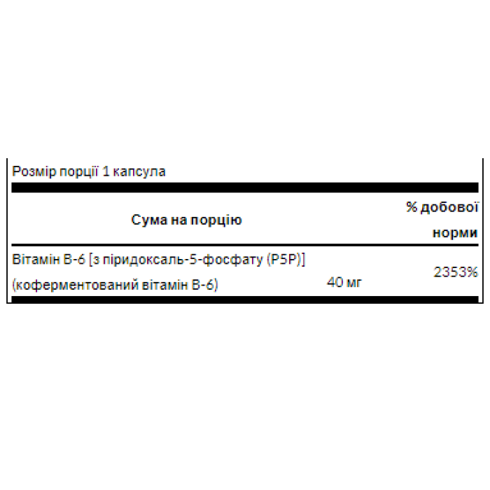 P-5-P 40mg - 60caps — офіційна ціна та характеристики