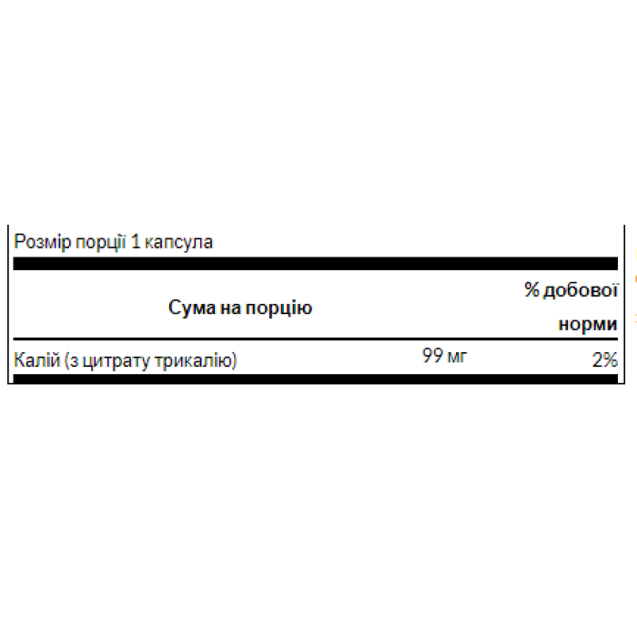 Potassium Citrate 99mg - 120caps — офіційна ціна та характеристики