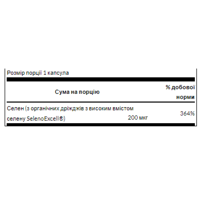Selenoexcell Selenium 200mcg - 60caps — офіційна ціна та характеристики