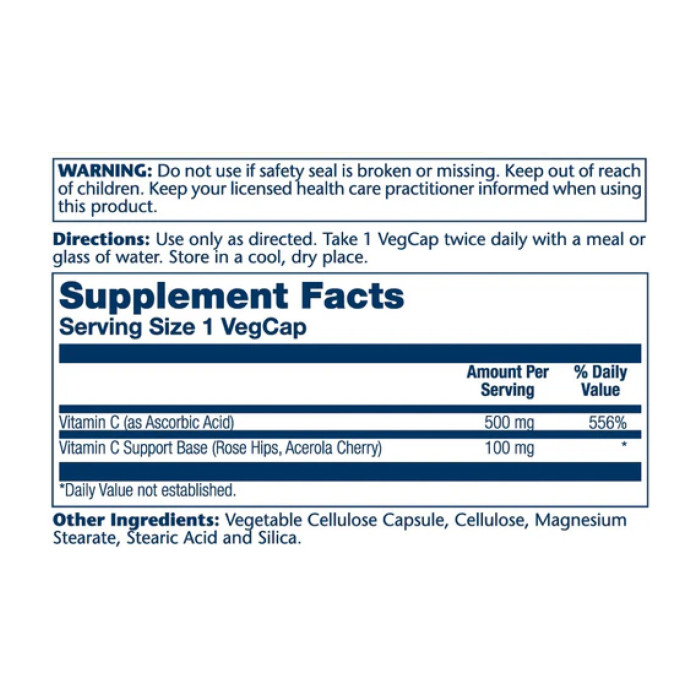 Vitamin C with Rose Hips & Acerola, Timed Release 500mg - 100 vcaps — офіційна ціна та характеристики