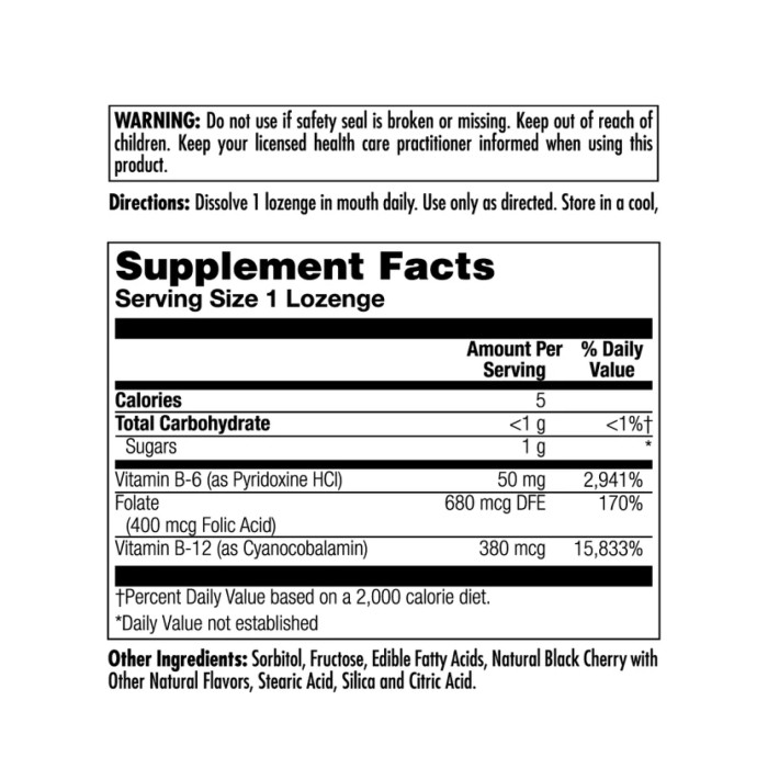 B-6 B-12 Folic Acid - 60 tabs Black Cherry — офіційна ціна та характеристики