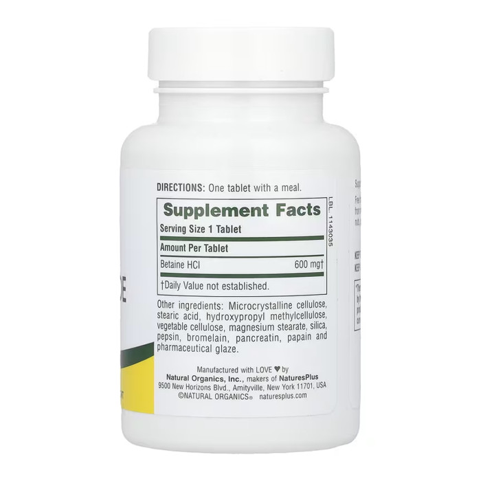 Betaine Hydrochloride 600mg - 90 tabs — офіційна ціна та характеристики