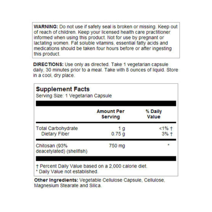 Chitosan 750mg - 120 vcaps — офіційна ціна та характеристики