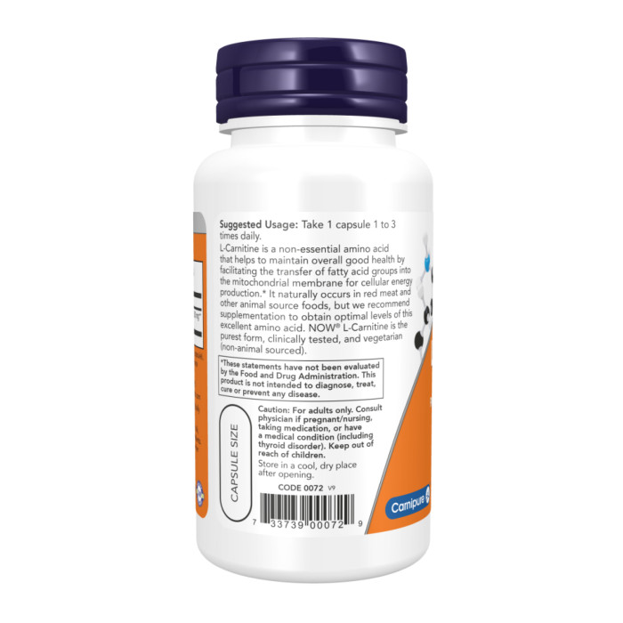 L-Carnitine 500mg - 60 vcaps — офіційна ціна та характеристики