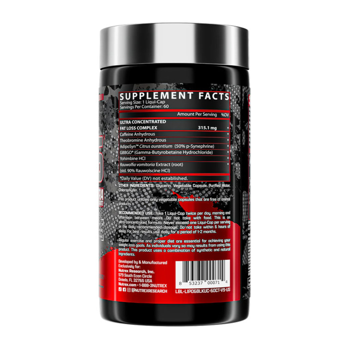 Lipo-6 Black UC - 60 liquid caps — офіційна ціна та характеристики
