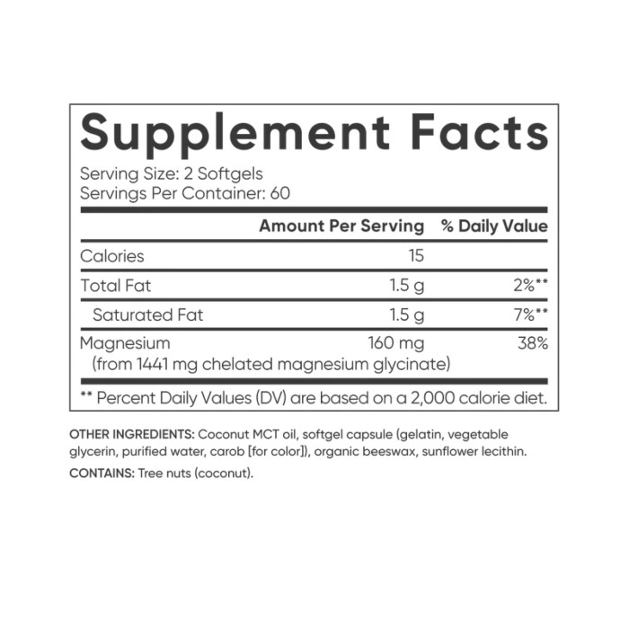 Magnesium Glycinate 160mg - 120 softgels — офіційна ціна та характеристики