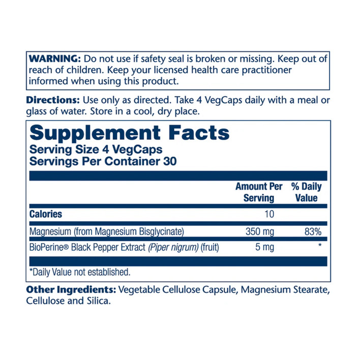 Magnesium Glycinate 350mg - 120 vcaps (Без етикетки)