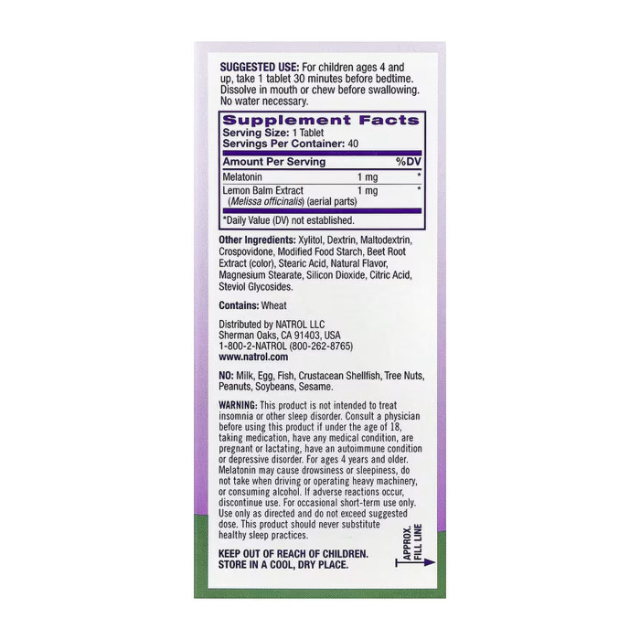 Kids Melatonin 1mg - 40 tabs — офіційна ціна та характеристики