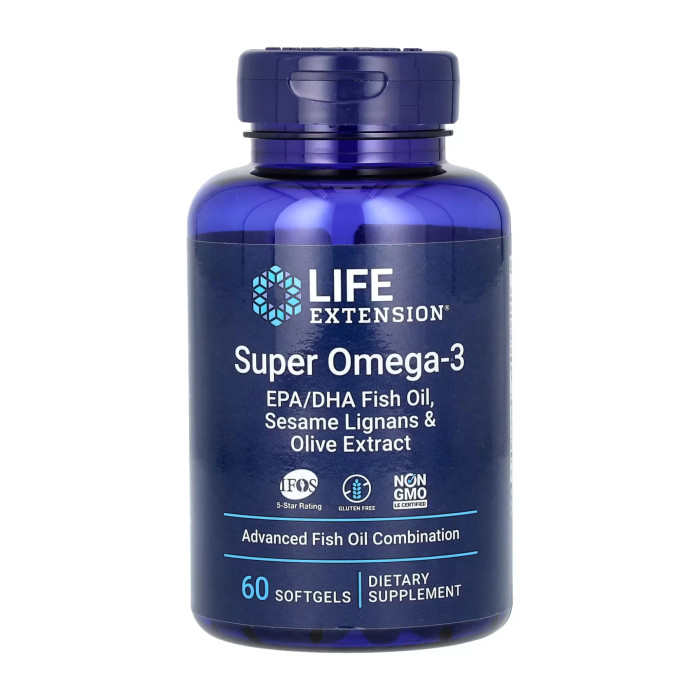 Super Omega-3 EPA/DHA Fish Oil Sesame Lignans & Olive Extract	- 60 softgels — офіційна ціна та характеристики