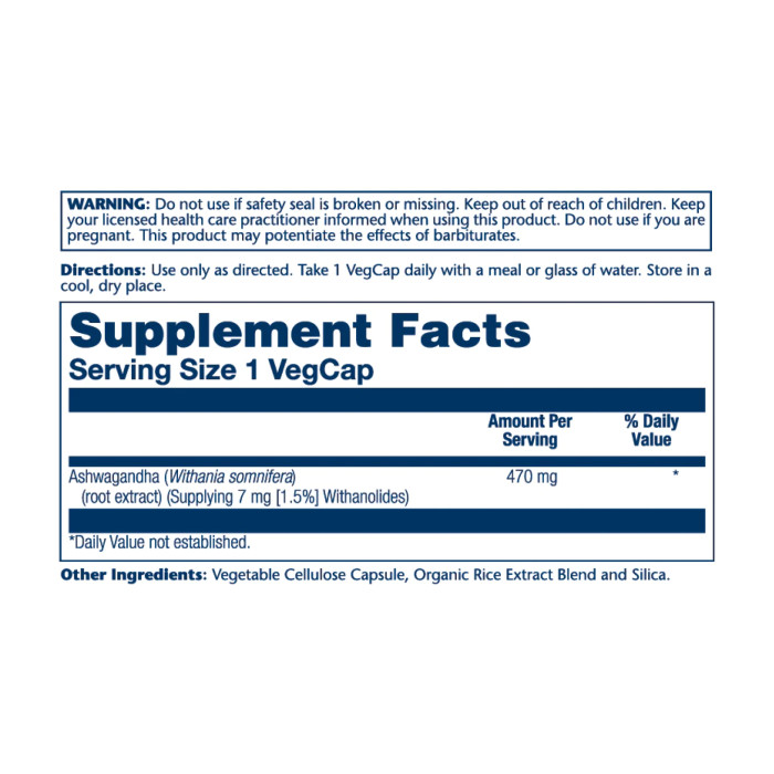 Ashwaganda Root Extract 470mg - 60vcaps — офіційна ціна та характеристики