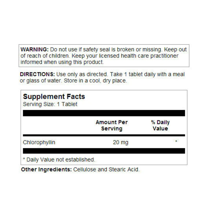 Chlorophyll 20mg - 100 tabs — офіційна ціна та характеристики