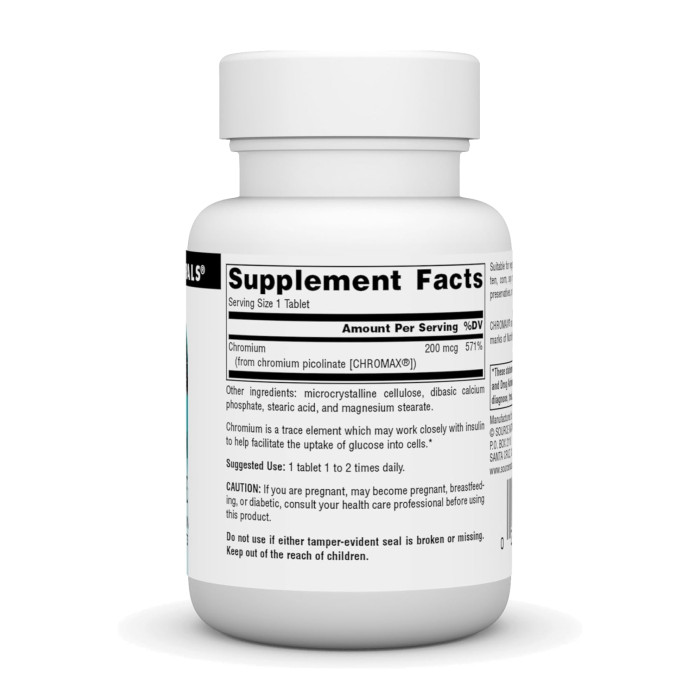 Chromium Picolinate 200 mcg Yeast Free - 60 tabs (Пошкоджена етикетка)