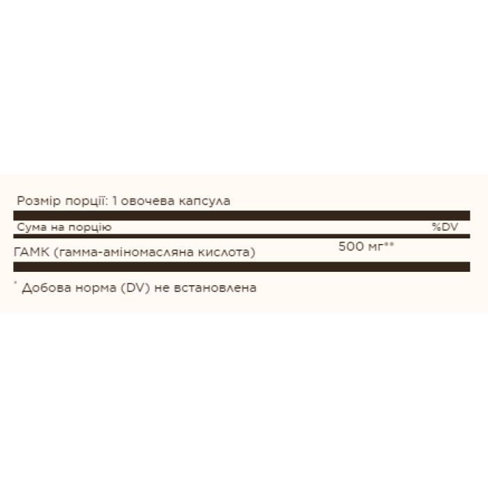GABA 500mg - 50 Vcaps — офіційна ціна та характеристики