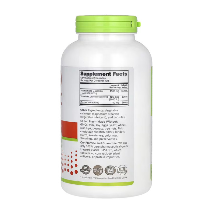 Vitamin C + D3 & Zinc - 250 caps — офіційна ціна та характеристики