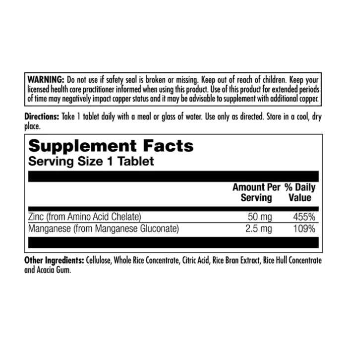 Zinc 50 - 90 tabs — офіційна ціна та характеристики