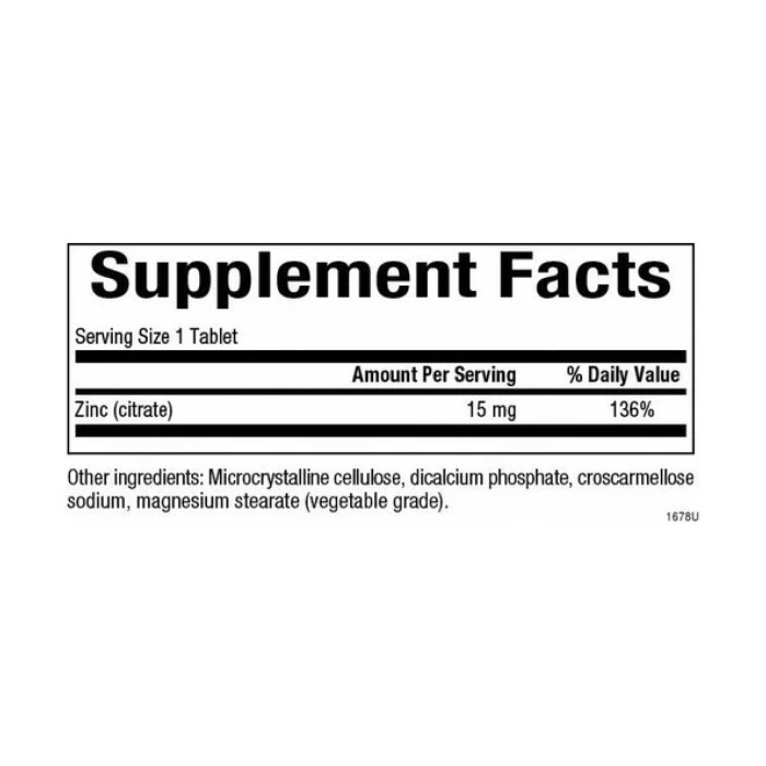 Zinc Citrate 15mg - 90 tabs — офіційна ціна та характеристики