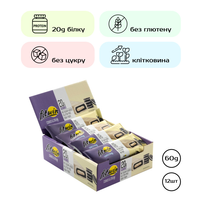 FitWin - 12х60g Cookies Cream — офіційна ціна та характеристики