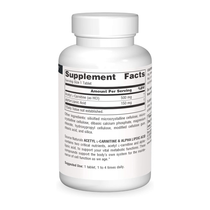 Acetyl L-Carnitine & Alpha-Lipoic Acid 650 mg - 30 tabs — офіційна ціна та характеристики