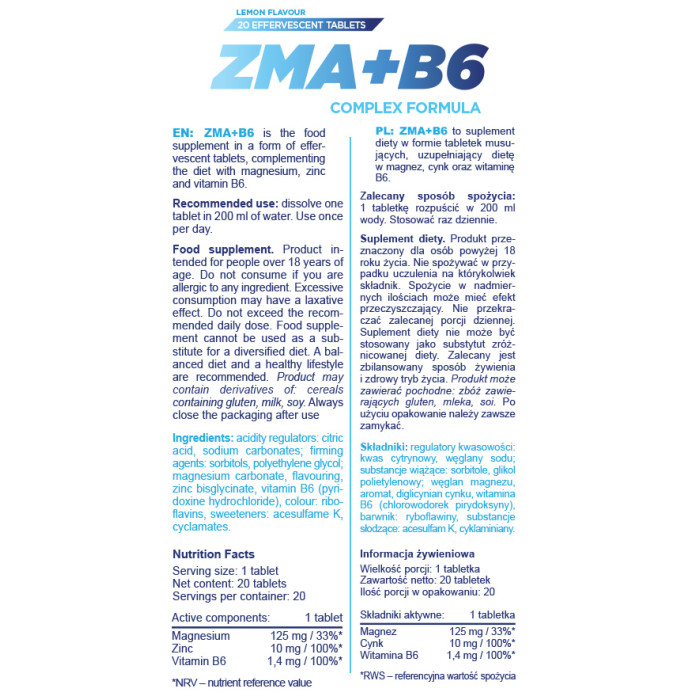 ZMA+B6 - 20tab Lemon