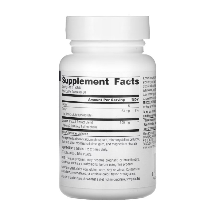 Broccoli Sprouts Extract 250mg - 60 tabs — офіційна ціна та характеристики