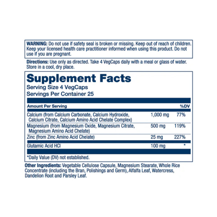 Calcium Magnesium Zinc - 100 vcaps — офіційна ціна та характеристики
