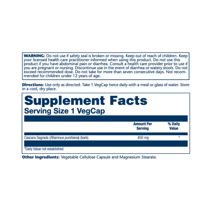 Cascara Sagrada Bark 450mg - 100 vcaps — офіційна ціна та характеристики