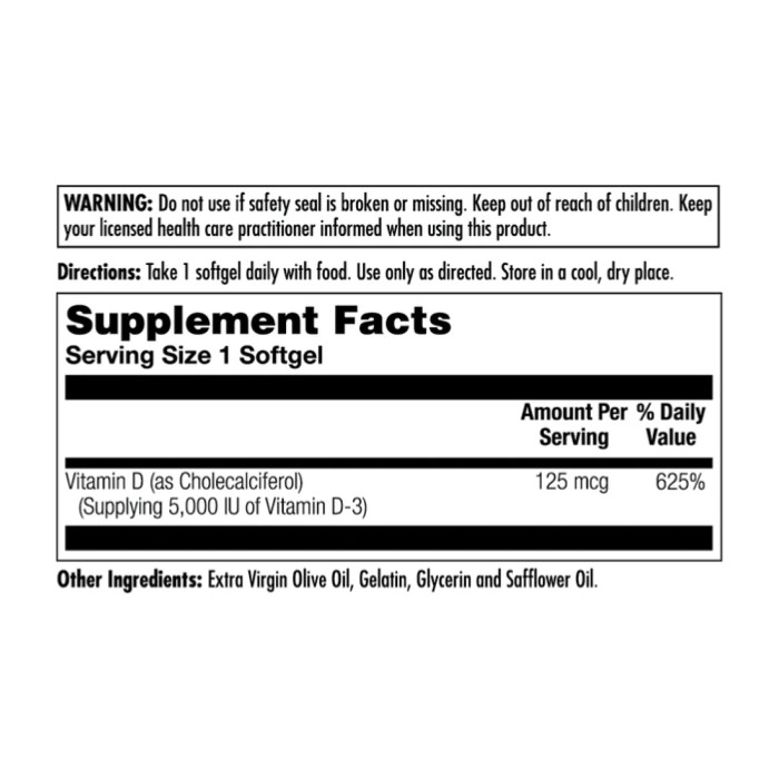 D-3 5000 IU 125mcg - 90 Softgel — офіційна ціна та характеристики