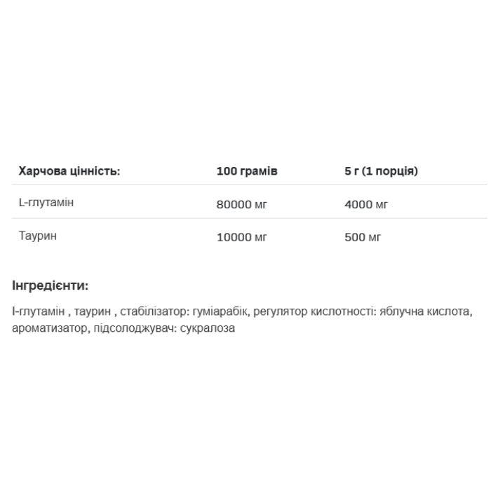 Glutamine - 500g — офіційна ціна та характеристики