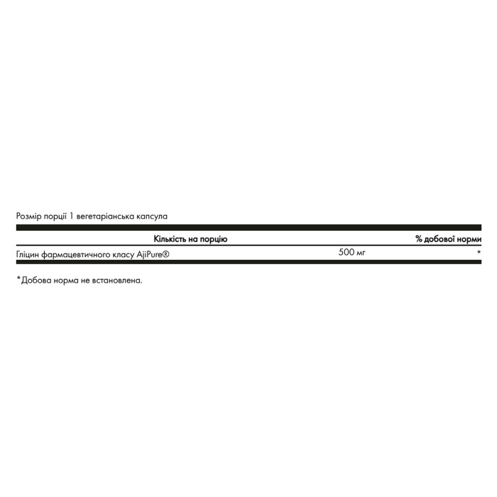 Glycine 500mg - 60 vcaps — офіційна ціна та характеристики