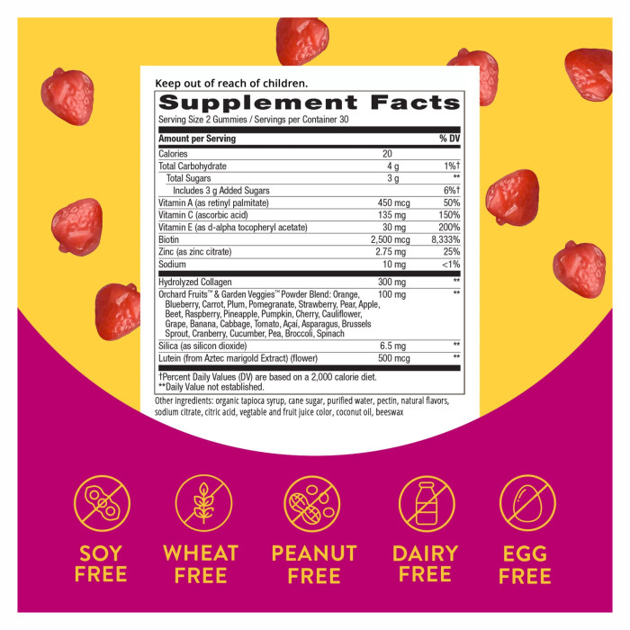 Hair, Skin and Nails with Collagen - 60 gummies Strawberry — офіційна ціна та характеристики