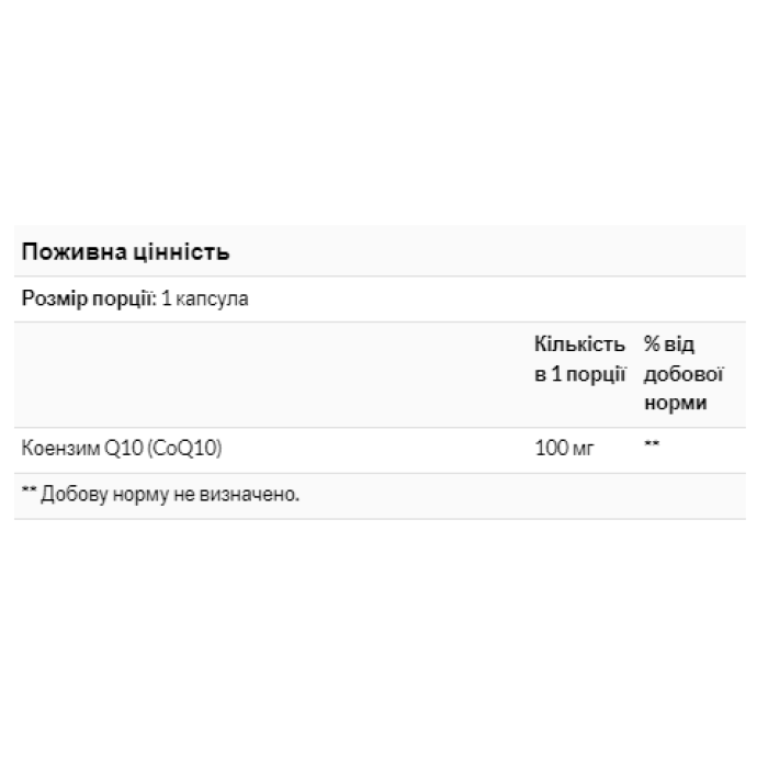 COQ10 100mg - 30 vcaps — офіційна ціна та характеристики