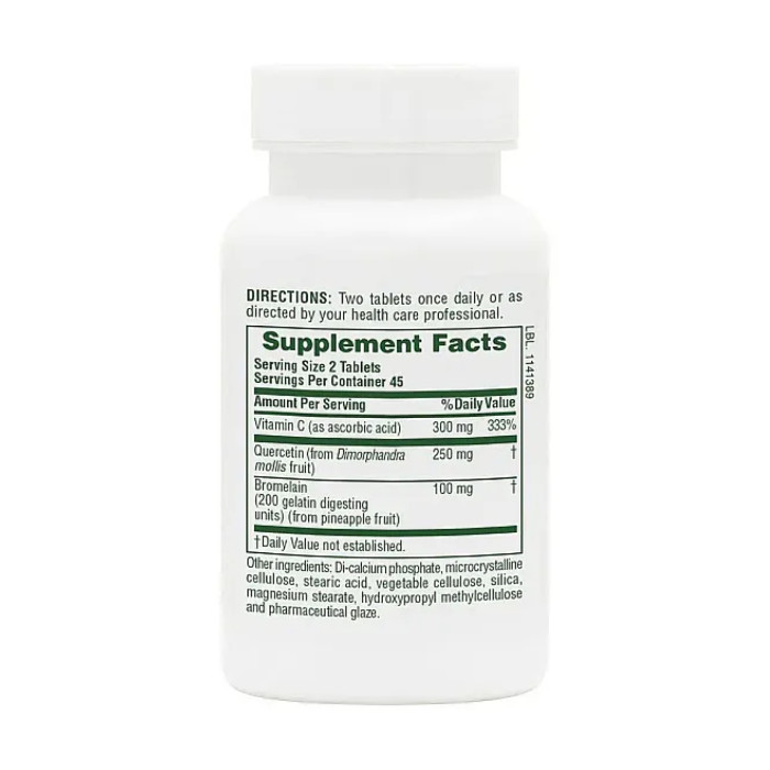 Quercetin + VIT C Bromelain - 90 tabs — офіційна ціна та характеристики