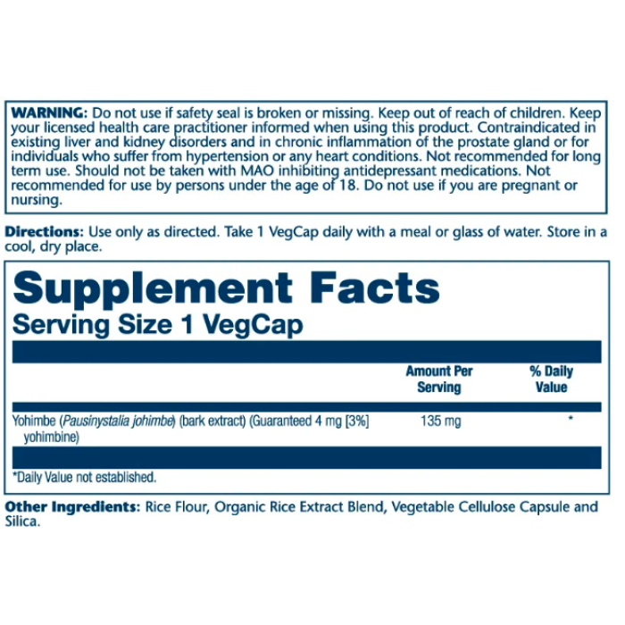 Guaranteed Potency Yohimbe Bark Extract - 60 caps — офіційна ціна та характеристики